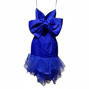 Elegant Blue Bow Prom Dress